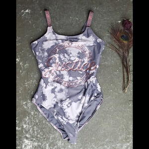Justice Swimwear Logo Shine Tie Dye Swimsuit